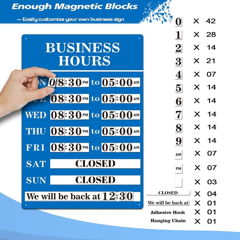 Magrooyar Magnetic Changeable Business Hours Sign, Metal Hours of Operation Signs for Business, Store Hours Sign for Glass Door or Window (BL-hours&open/close) - Image 3